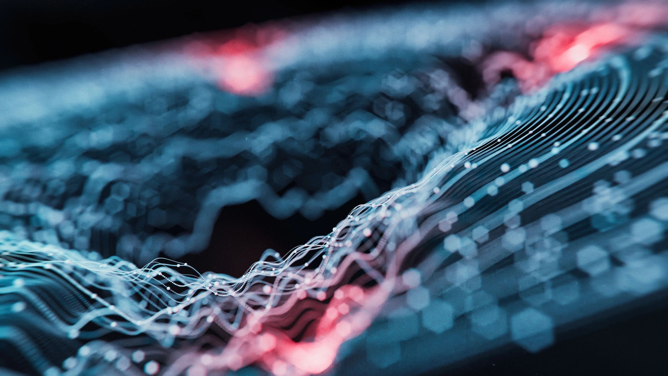Abstract data visualization representing AI systems and governance